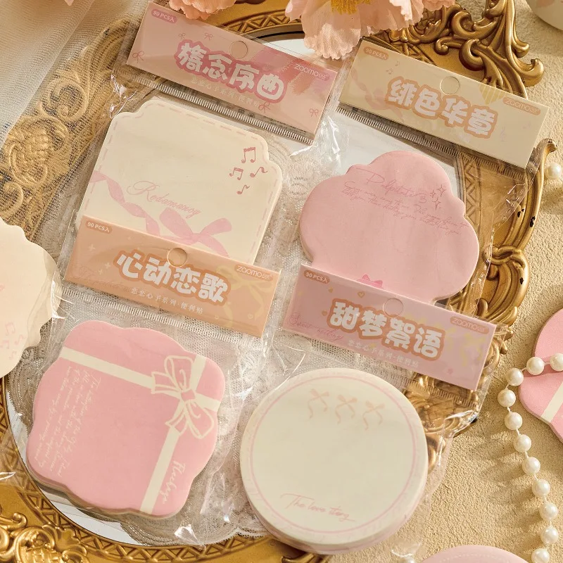 ชุดกระดาษโน้ตแบบมีกาวลายโบว์ 3 แพ็ค ลายหัวใจ น่ารัก สไตล์คาวาอี้ สำหรับนักเรียน กระดาษโน้ตแบบลอกออกได้ สำหรับจดบันทึก