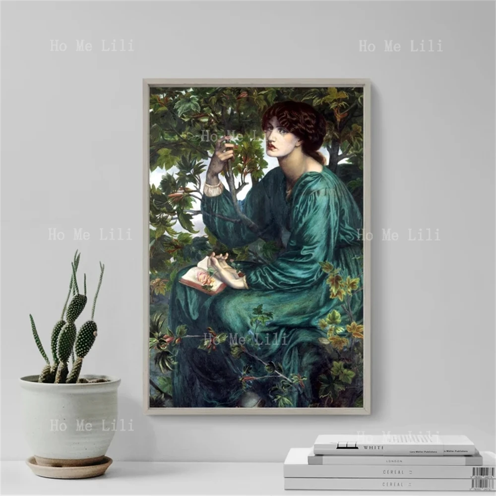 Dante Gabriel Rossetti - The Day Dream Classic Painting Photo Poster Print Art Gift Beautiful Woman Portrait Green Dress Reading