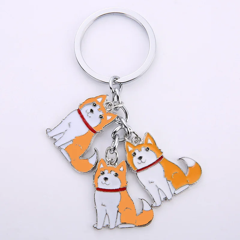 Cute Animal Keychains Lovely Husky Teddy Golden Retriever Dog Keyring Car Decor Hanging Pendant  for Pet Dog Lovers Gifts