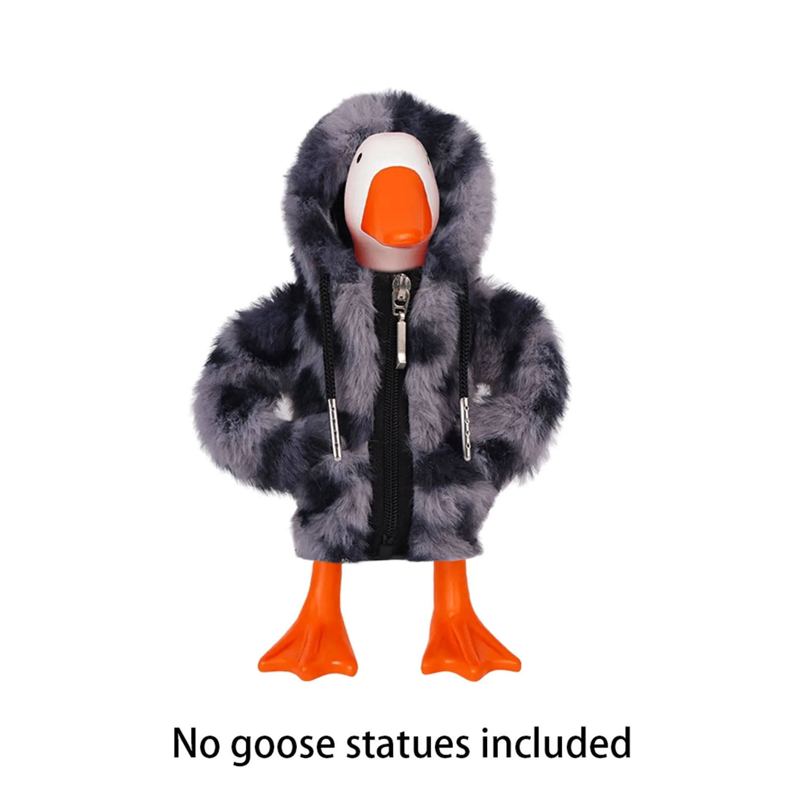 Weihnachten Winter Plüsch Kleidung Puppen sehen echt aus Tischplatte Gans Hoodie Kleidung Tischplatte Gans Statue Reißverschluss Leopardenmuster Bekleidung