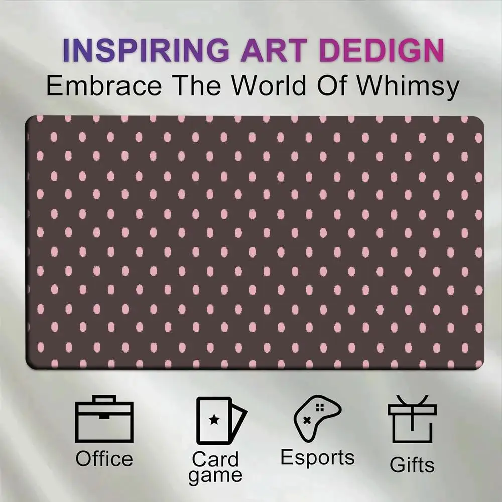 Minimalist Pink Polka Dot Desk Mat Large Stitched Edge Non-slip Rubber Base Desk Pad Cute Brown Base Gaming Mouse Pad