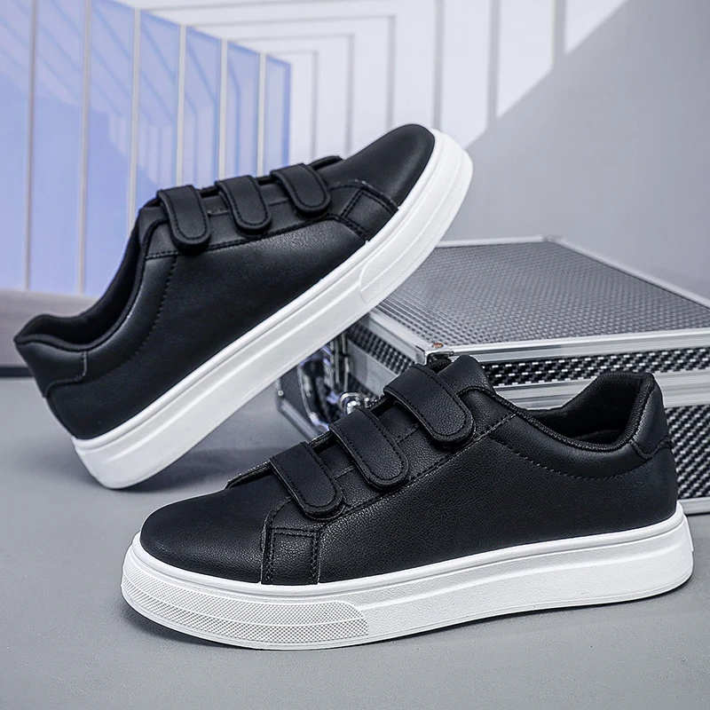 Waterproof Casual Sport Shoes for Men with Magic Tape Lazy Style Simple Design Rubber Sole round Toe Thick Bottom EVA Insole