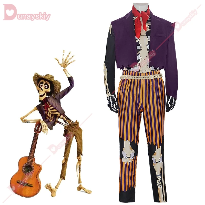 Anime Hector Rivera Cosplay Costume Great-grandfather Outfits Man Halloween Cosplay Coco Cosplay Suit Skeleton Clothing