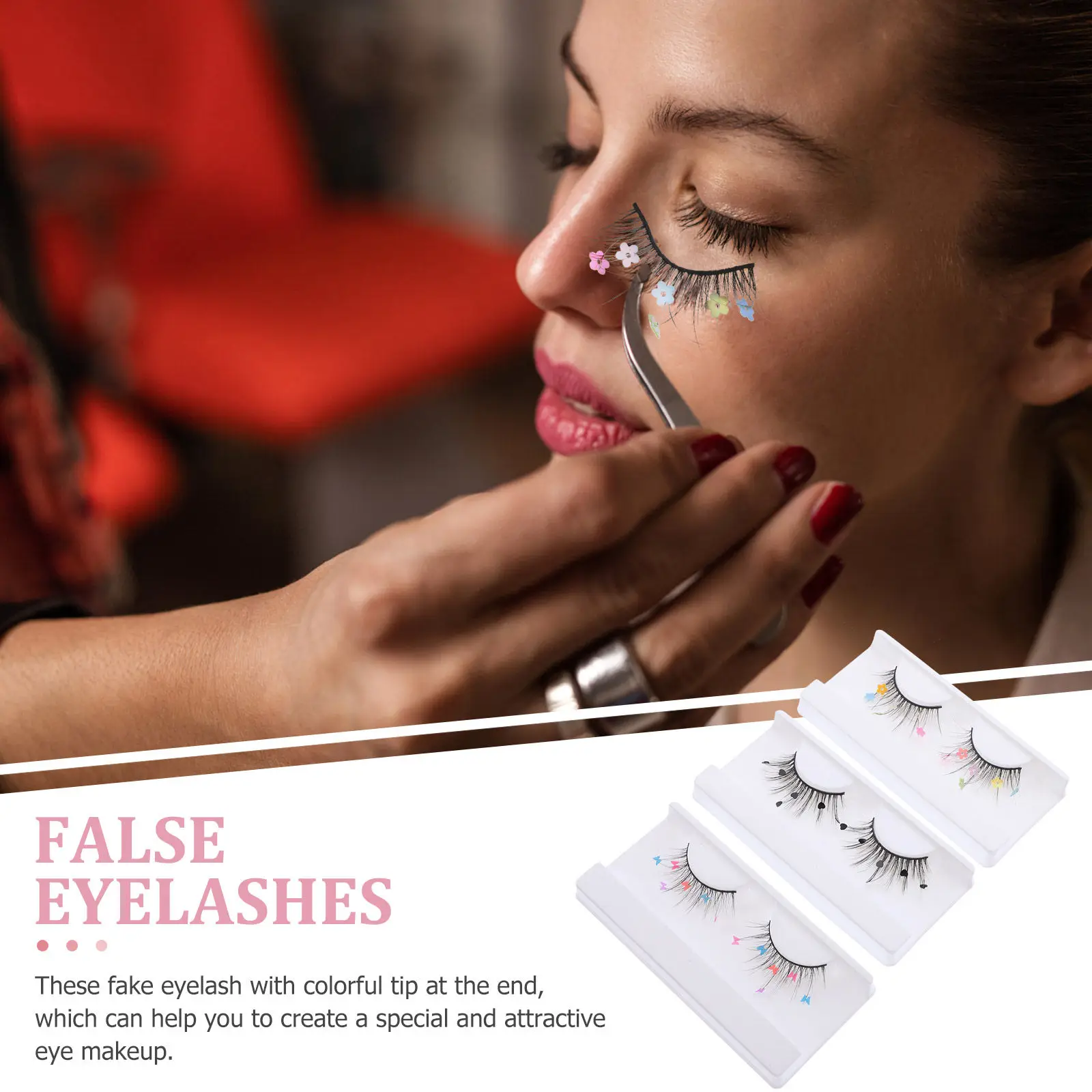 

3Pairs Color Sequin Eyelashes Individual Lash Clusters for Natural Curly Look Everyday Wear Wedding Vacation Ball Cosplay