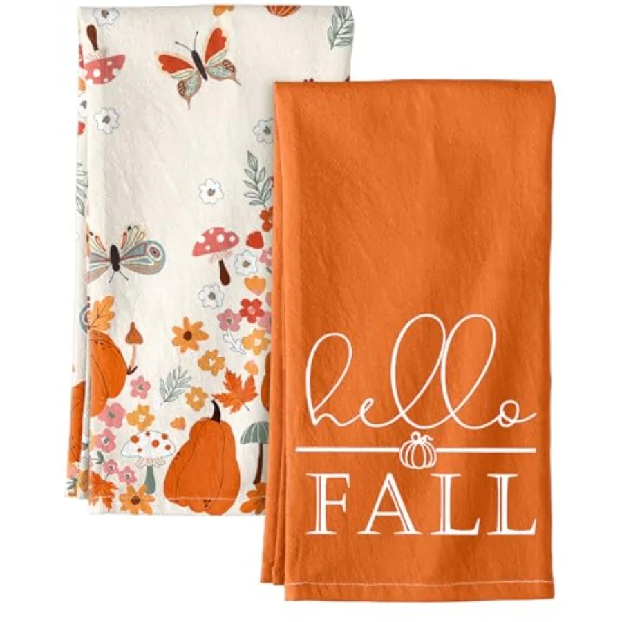 

Осенние кухонные полотенца Flour Sack, набор из 2 декоративных осенних кухонных полотенец 18x26 Ih на День Благодарения H