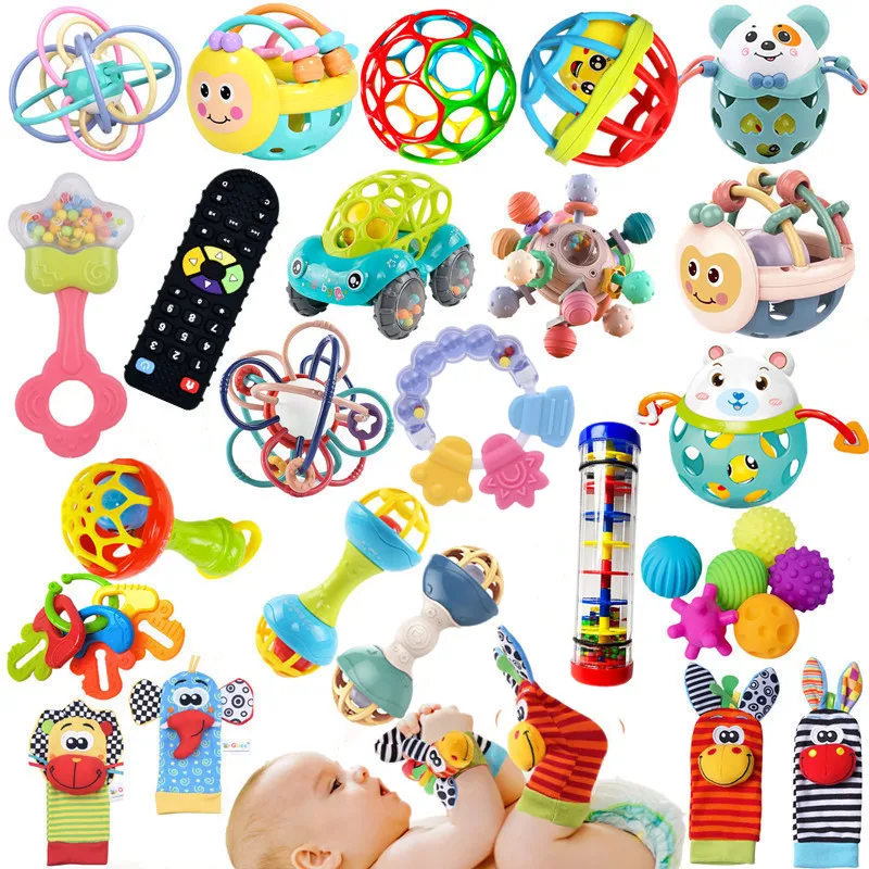 Baby Toys 0 12 Months Soft Sensory Teething Toy Activity Hand Grasping Ball Newborn Development Learning Rattle Toys for Babies