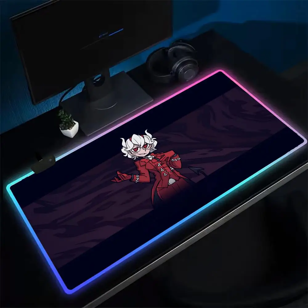 Alfombrilla de ratón Helltaker, alfombrilla de ratón para juegos de Anime, alfombrillas de mesa LED, alfombrillas de escritorio de goma retroiluminadas XXL RGB