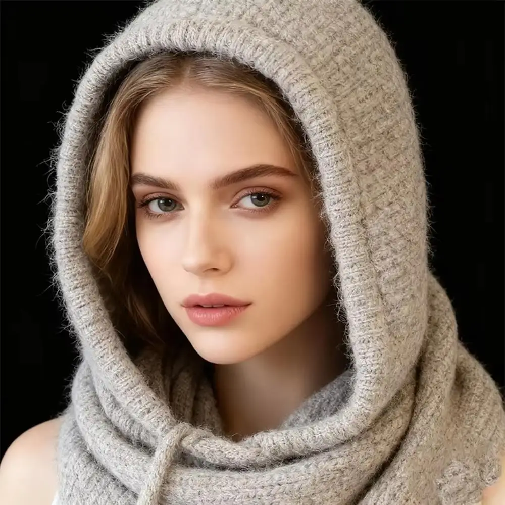 

Зимняя шерстяная вязаная Балаклава, цельный шарф, шапка, зимняя шапка для защиты ушей, лица, шеи, мягкие теплые шапочки с капюшоном, шапки с накладным воротником