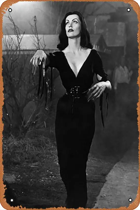 Metal Tin Sign  - Plan 9 From Outer Space, Vampira, 1959 Poster Plaque Cafe, Bar, Home Wall Decor