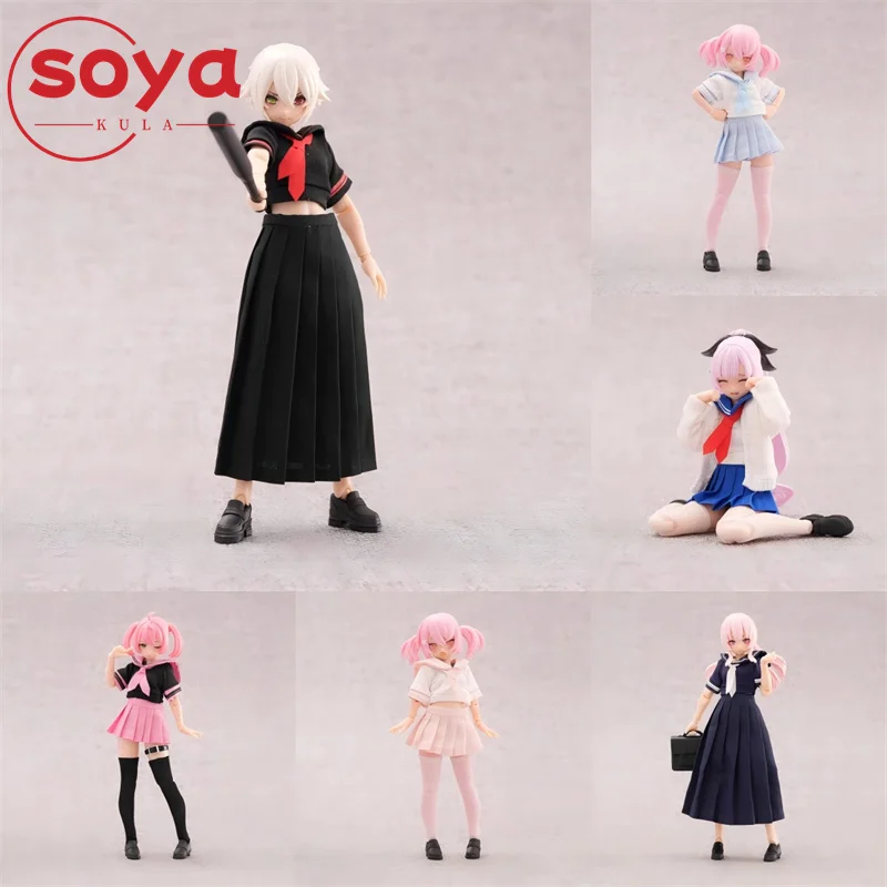 Strój marynarski dla dziewczynki w skali 1/12, plisowana spódnica JK, mundurek szkolny z butami, model ubrań pasujący do figurki akcji Azone o wysokości 6 cali.