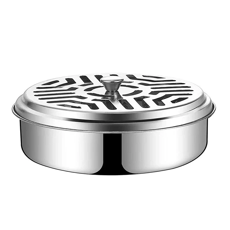 Stainless Steel Holder For Mosquito Coils, Fireproof Mosquito Spiral Container, Portable Metallic Mosquito Coil Holder