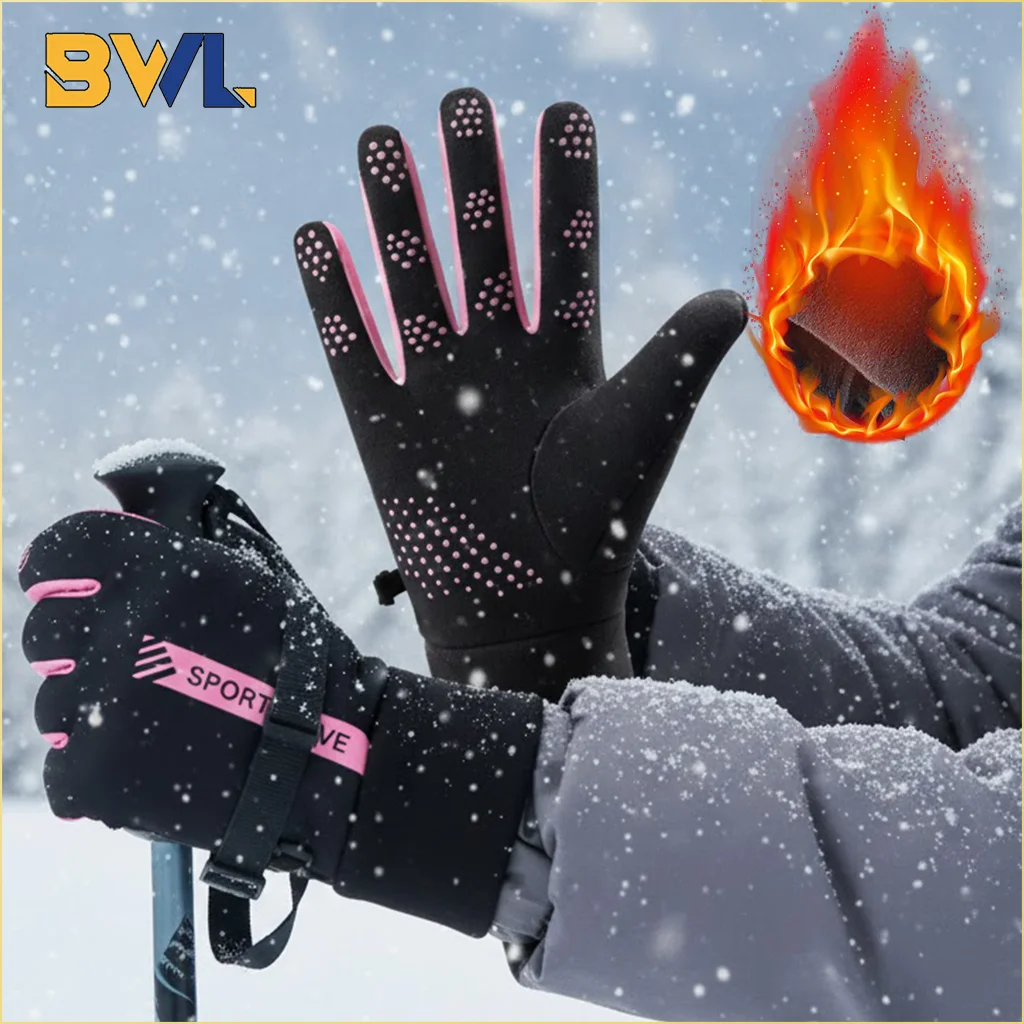 Warme Winterhandschuhe für Damen, winddichte Touchscreen-Handschuhe für Outdoor-Radfahren, dick gefütterte Anti-Rutsch-Handschuhe, perfektes Weihnachtsgeschenk