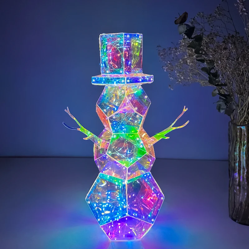 Three-layer magic snowman Multiple colors glowing Multi-function LED indoor plastic christmas decoration supplies 2024