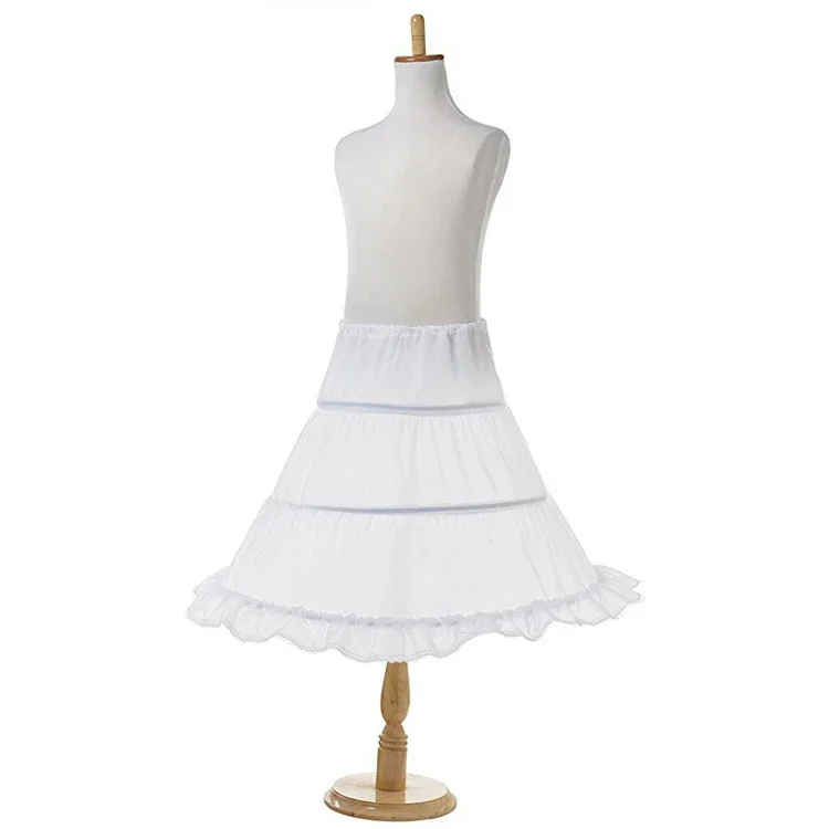 Half Slip 3-hoepel bloemenmeisje Crinoline wit zwart one size kinderpetticoat