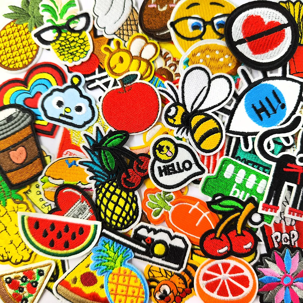 Honeybee  Pineapple  Hamburger  Pizza Patches Badges Embroidery Applique Ironing Clothing Sewing Supplies Decorative