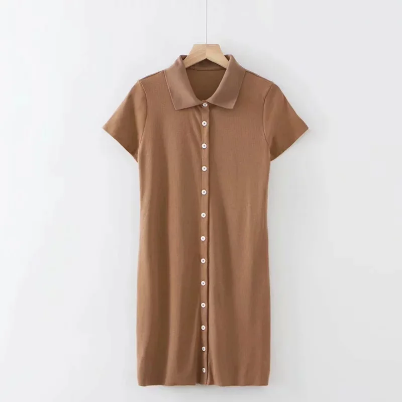 Vestido camisero recto de un solo pecho adelgazante a la moda europea y americana para mujer