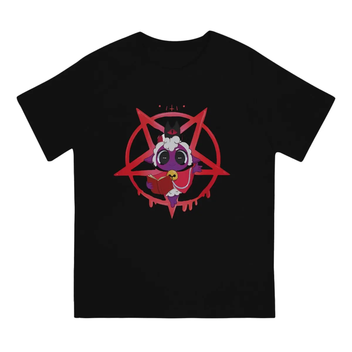 Red Star T-Shirt for Men Cult of The Lamb Goat Game Casual Pure Cotton Tees Crew Neck Short Sleeve T Shirt Summer Tops