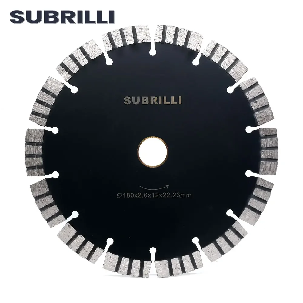 SUBRILLI 7" 180mm Diamond Cutting Disc Hot Pressed Segment Diamond Saw Blade For Granite Marble Concrete Ceramic