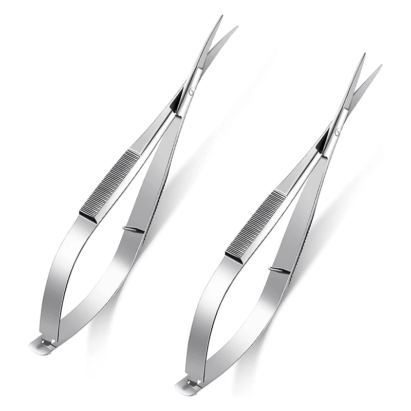 Tijeras de resorte de acero inoxidable, 2 piezas, 4,7 pulgadas, tijeras de costura bordada, tijeras de recorte de cejas, 2 estilos