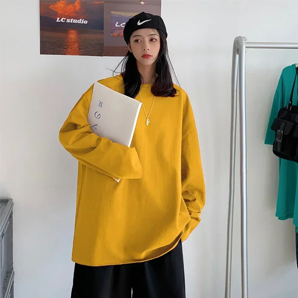 T-Shirt à Manches sulfen Coton pour Femme, Haut Basique, Surdimensionné, Décontracté, Col Rond, Taille Américaine, Nouvelle Collection Printemps