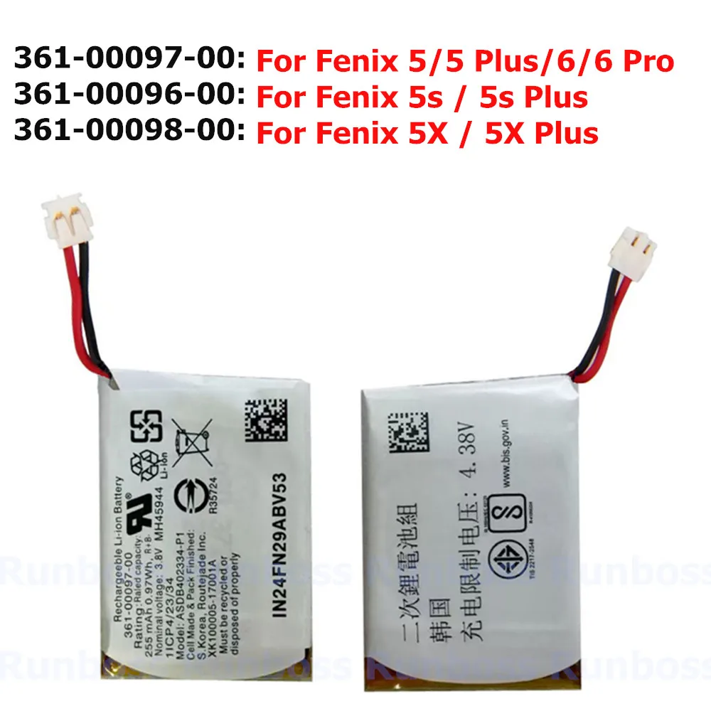 

For Garmin Fenix 5 5F 5s Plus 6X 6 Pro 5X Forerunner 935 945 Approach S60 Watch Battery 361-00097-00 361-00098-00 361-00096-00