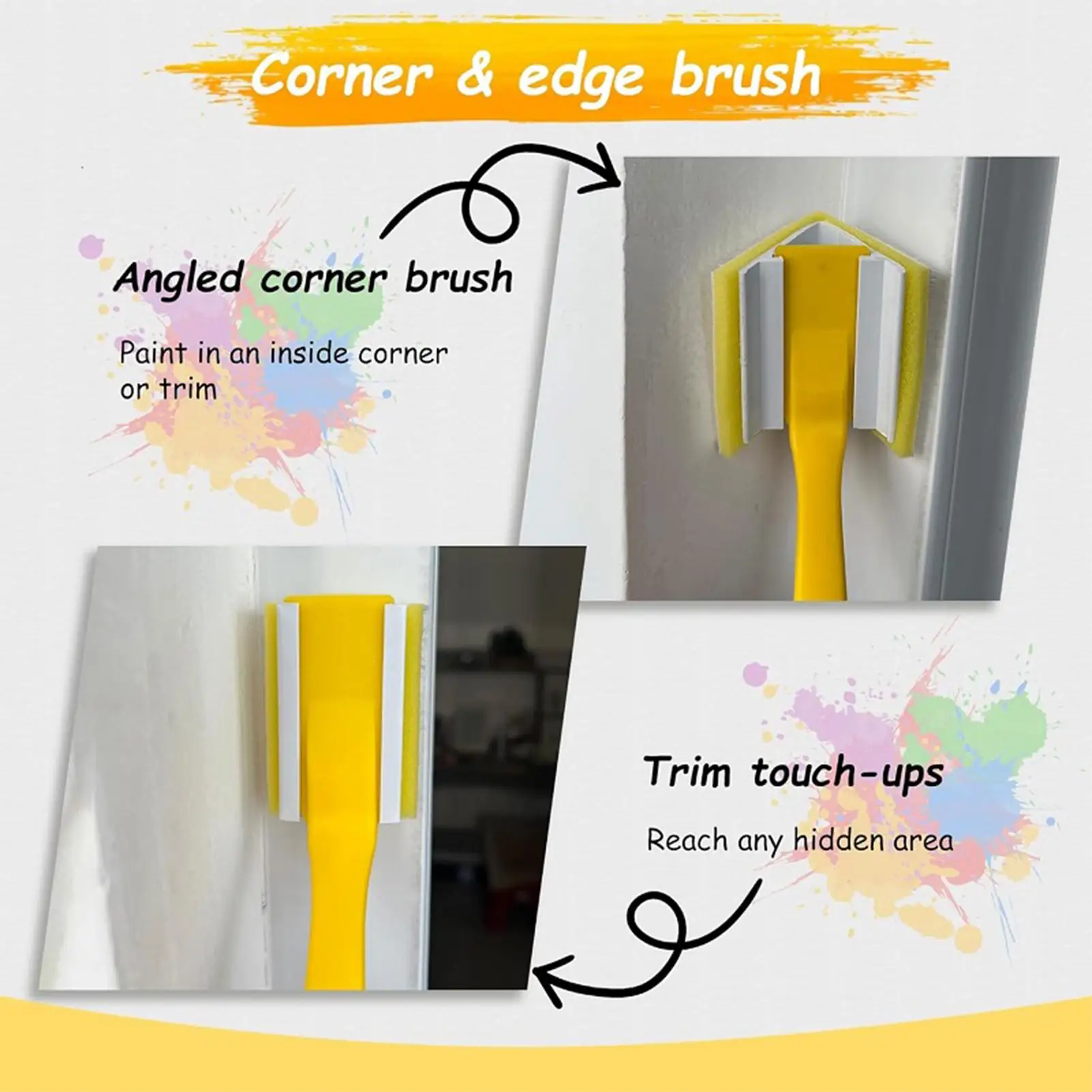 

Paint Edger Tool For Walls Brush Applicator Kit 360 Degree Rotation Handle Paint Pad Tray Set For Home Renovation Wall Ceiling