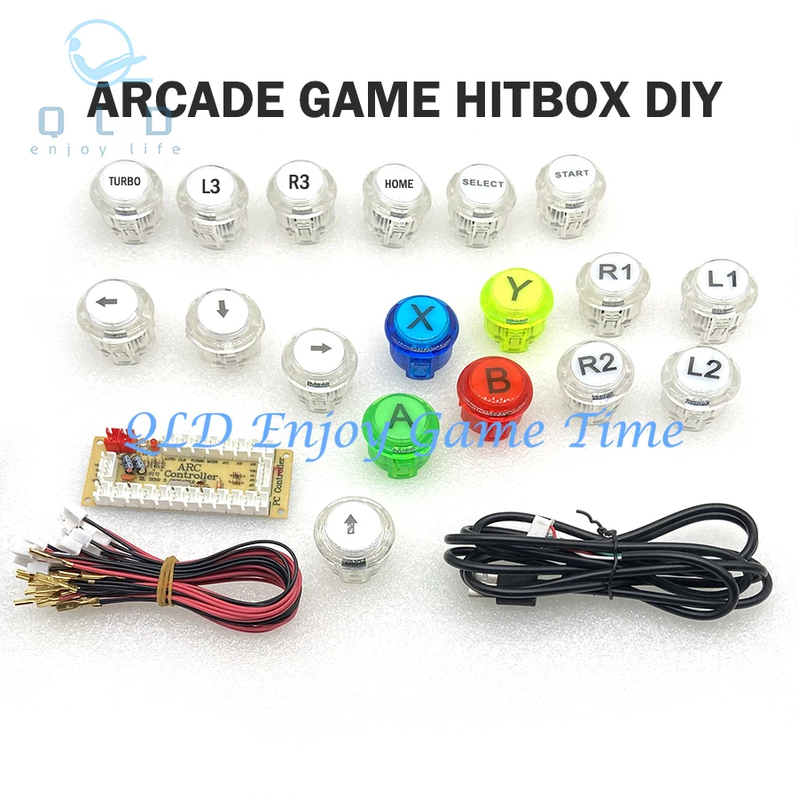 Hitbox Zero Delay Arcade Game Encoder Kit, DIY PC, PS, Raspberry Pi, Mame Fighting Games, All Push Button Set with Wire