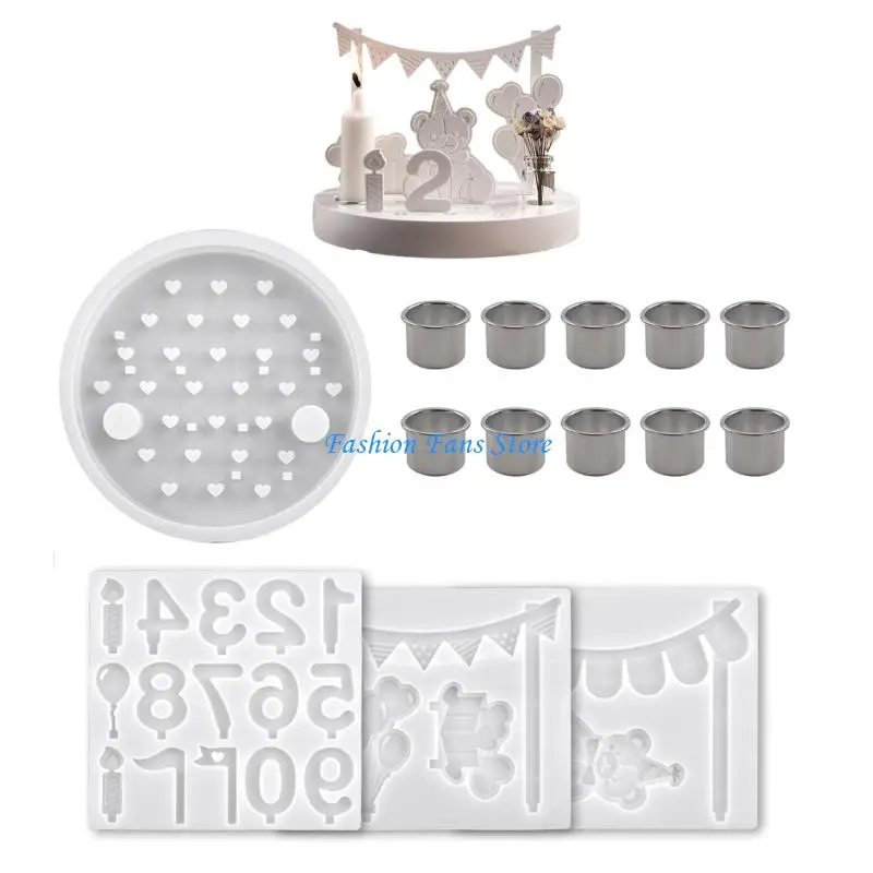 

Силиконовая форма для свечей торта медведя для художественных праздничных ремесел и декоров из смолы