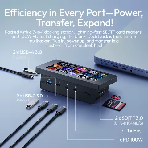 Ulanzi D200H Deck Dock AI-Powered Office Streaming Controller for Computer Fill Light for Intelligent Live broadcast Room