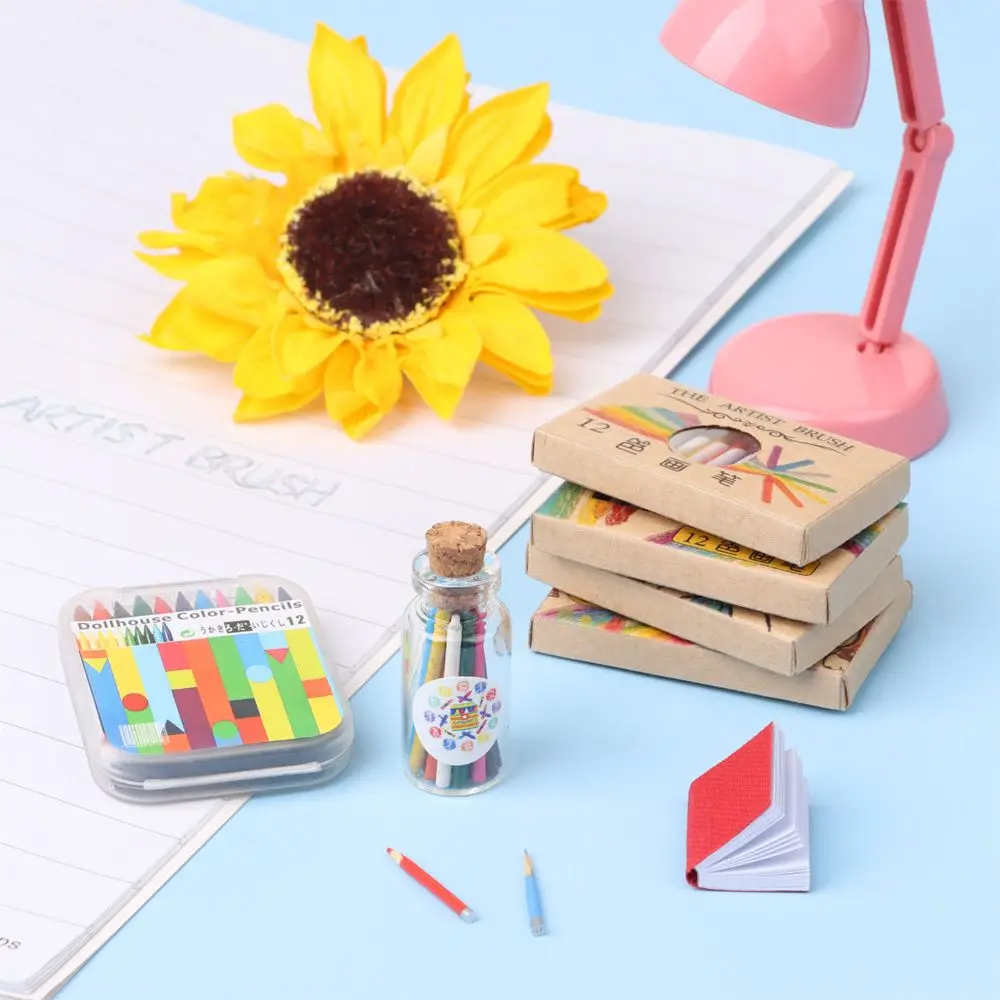 1 Set 8/12/13 Colours Doll Colorful Crayon Color Pencil Dolls Accessories Mini Painting Tools Dollhouse Decoration Scene Model