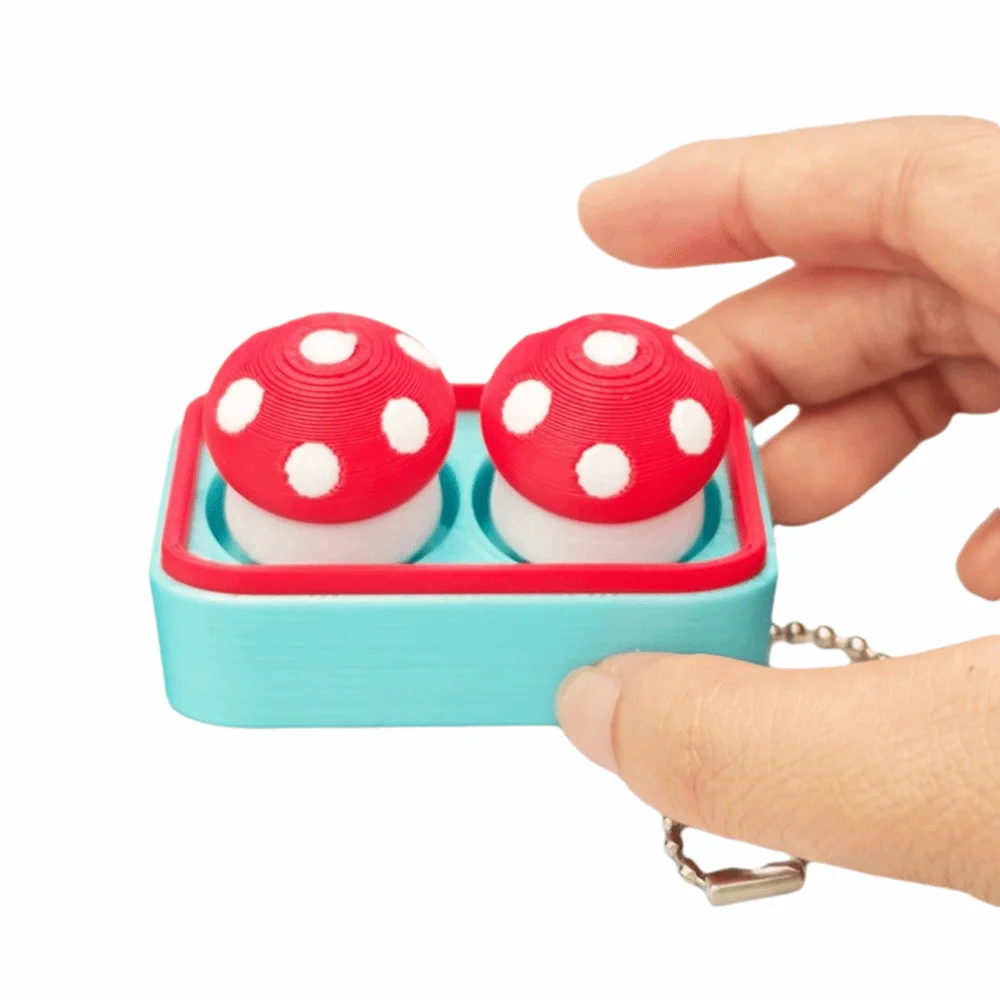 Keyring Mushroom Finger Button Clicker Clicking Pressure Cute Fidget Keychain Clicker Fidget Students