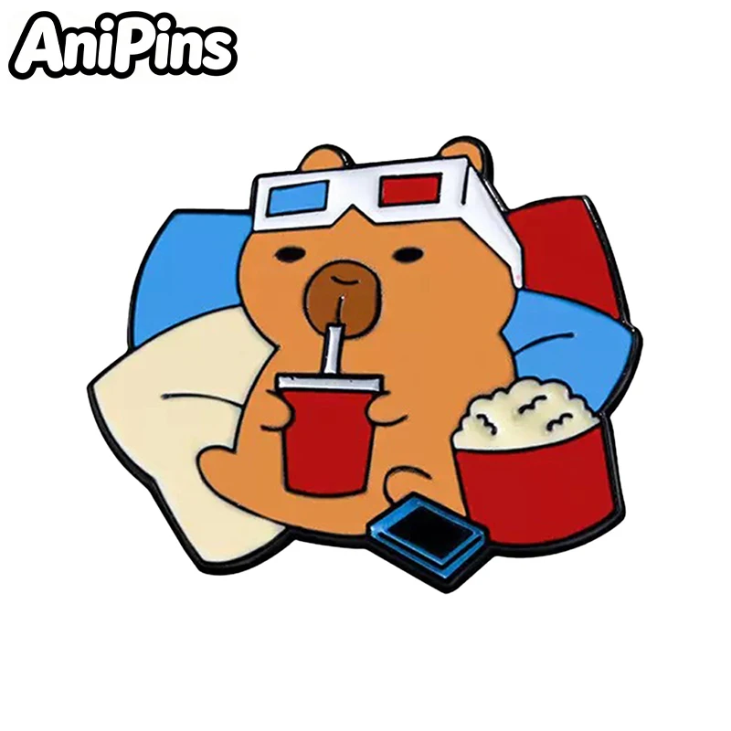 AniPins Cute Capybara Pins 6-design Enamel Cartoon Animal Brooch Pin For Clothes Backpack Badge Friends Gifts