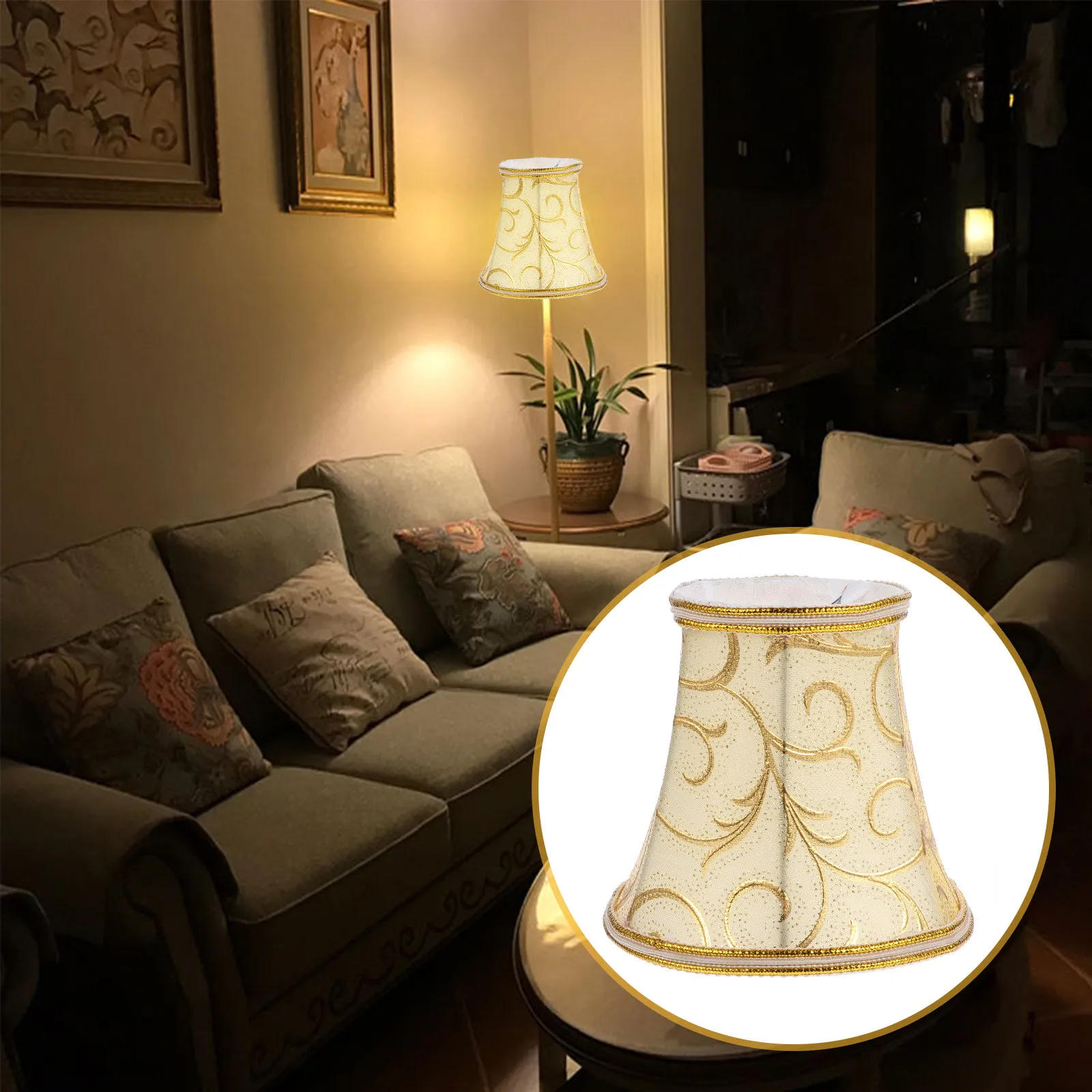 

1Pcs Premium Fabric Lamp Cover Crystal Chandelier Shade Retro Style Decorative Lighting for Table Floor Wall Lamps Home Use