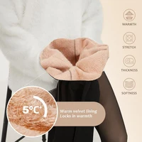 One Seam Fleece Lined Tights Shaping Thermal Leggings Compression Band Translucent Pantyhose Sheer Fleece Leggings Plus Size - Image 5