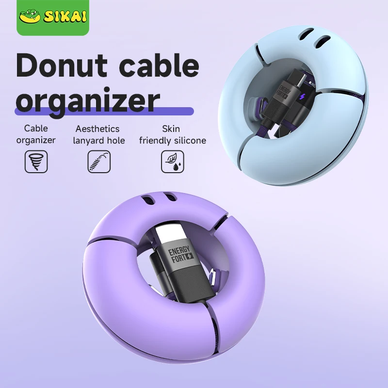 Donut Cable Organizer Earphone Holder Cable Winder Magnetic Cables Micro USB Type C Plugs Storage Box Connector Tips Container