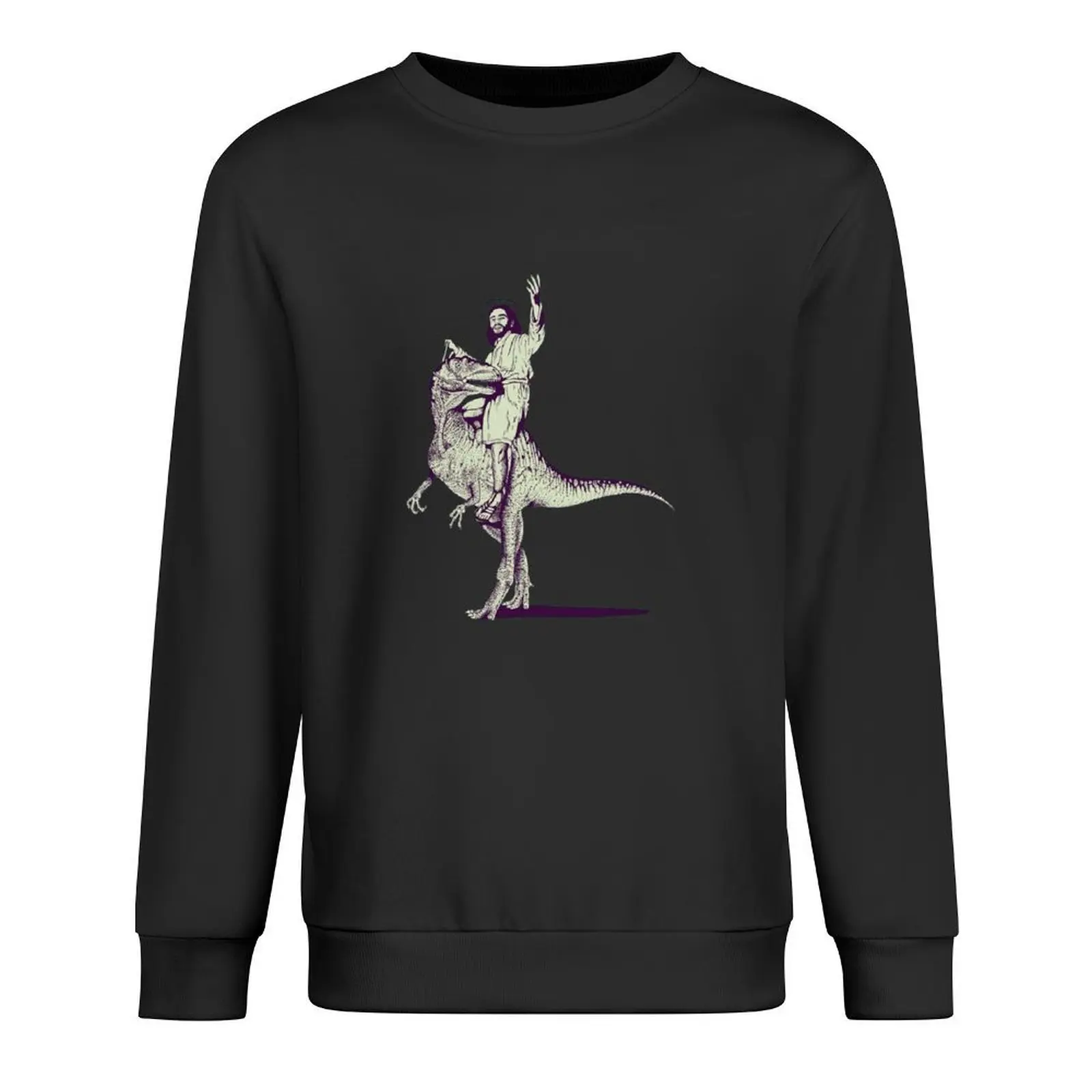 

Jesus Riding Dinosaur Pullover male clothes blouse men clothes korean style clothes sweatshirt for men