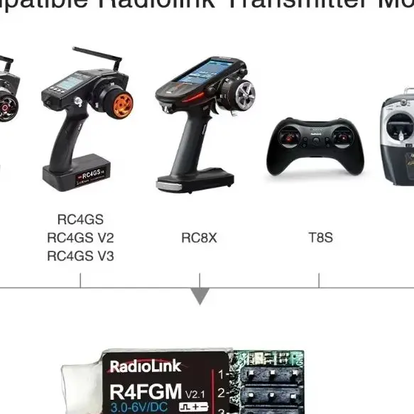 Radiolink R4FGM 2.4GHz 4CH FHSS PWM Mini Receiver with Gyro for RC Airplane Car Boat RC4GS RC6GS T8S T8FB RC8X Transmitter