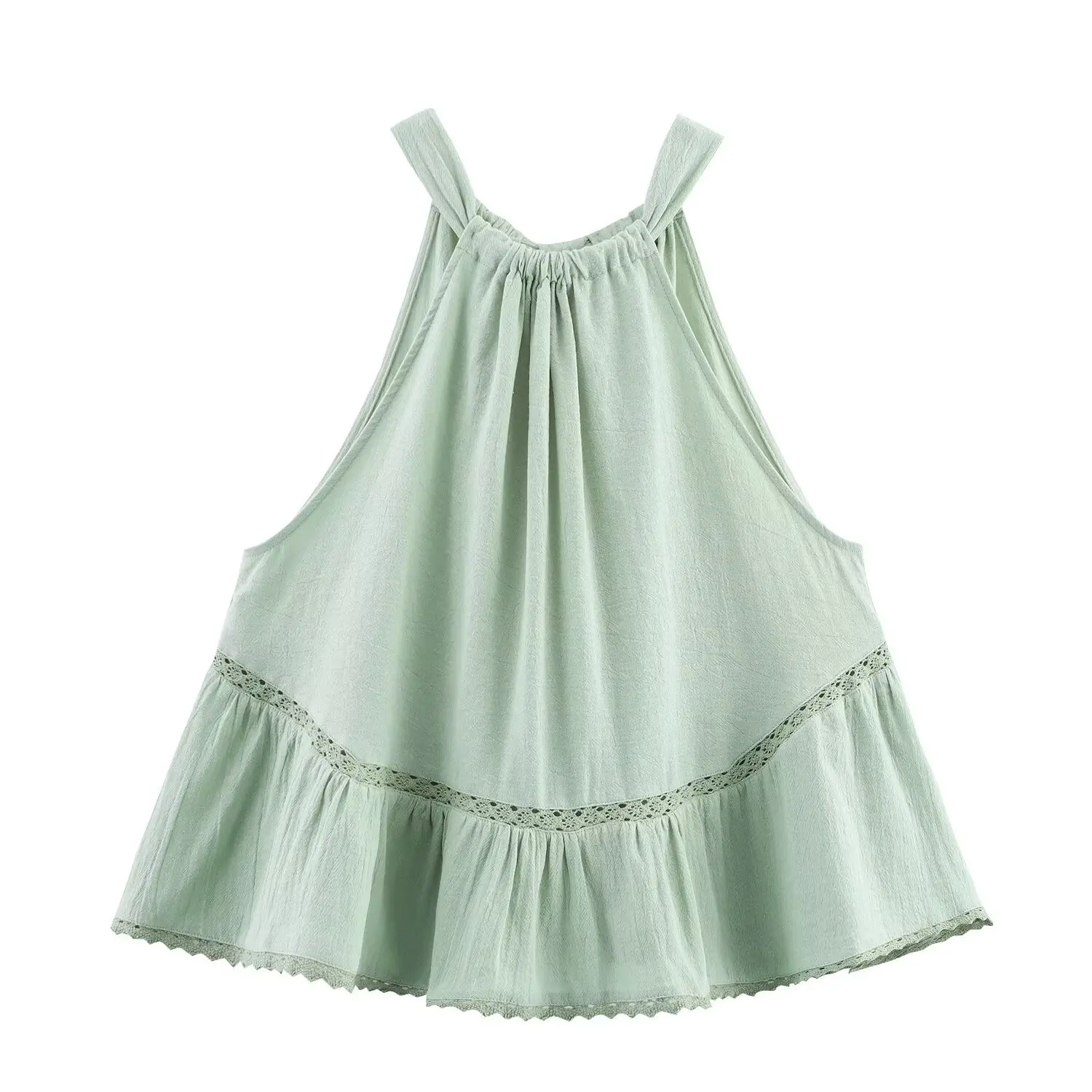 

New summer vacation style women's clothing fashionable Korean style embroidered tulle suspender top