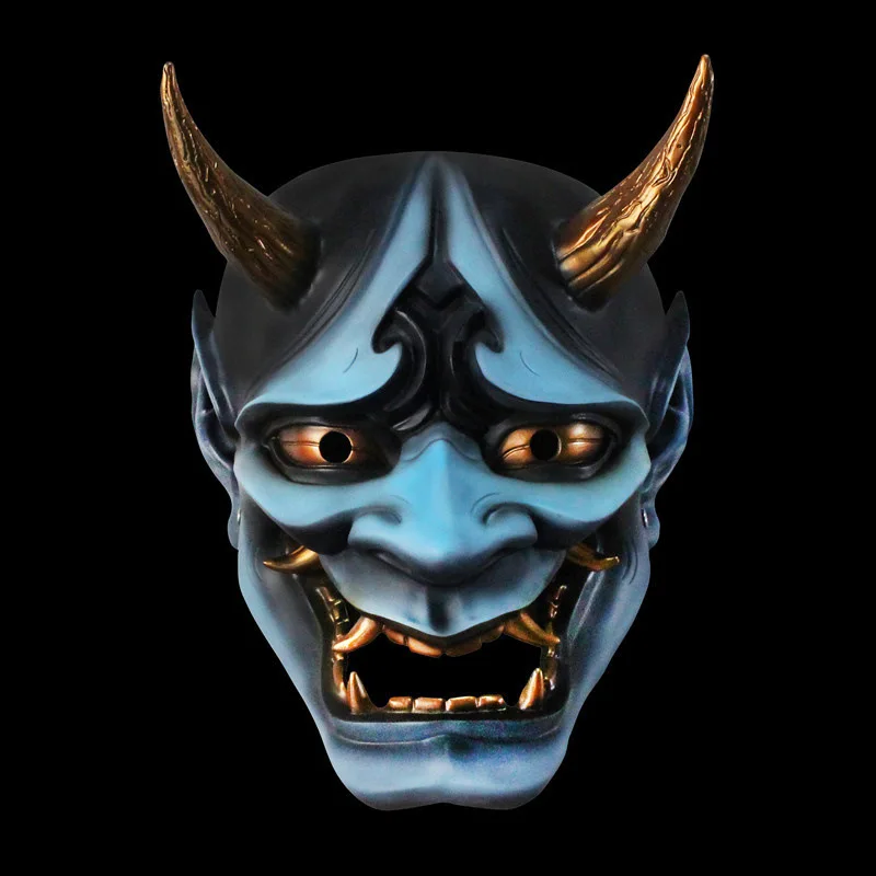 

Resin Samurai Oni Mask Cos Japanese Devil Ghost Hannya Mask Horror Cosplay Prajna Ghostface Mask Halloween Party Costume Props