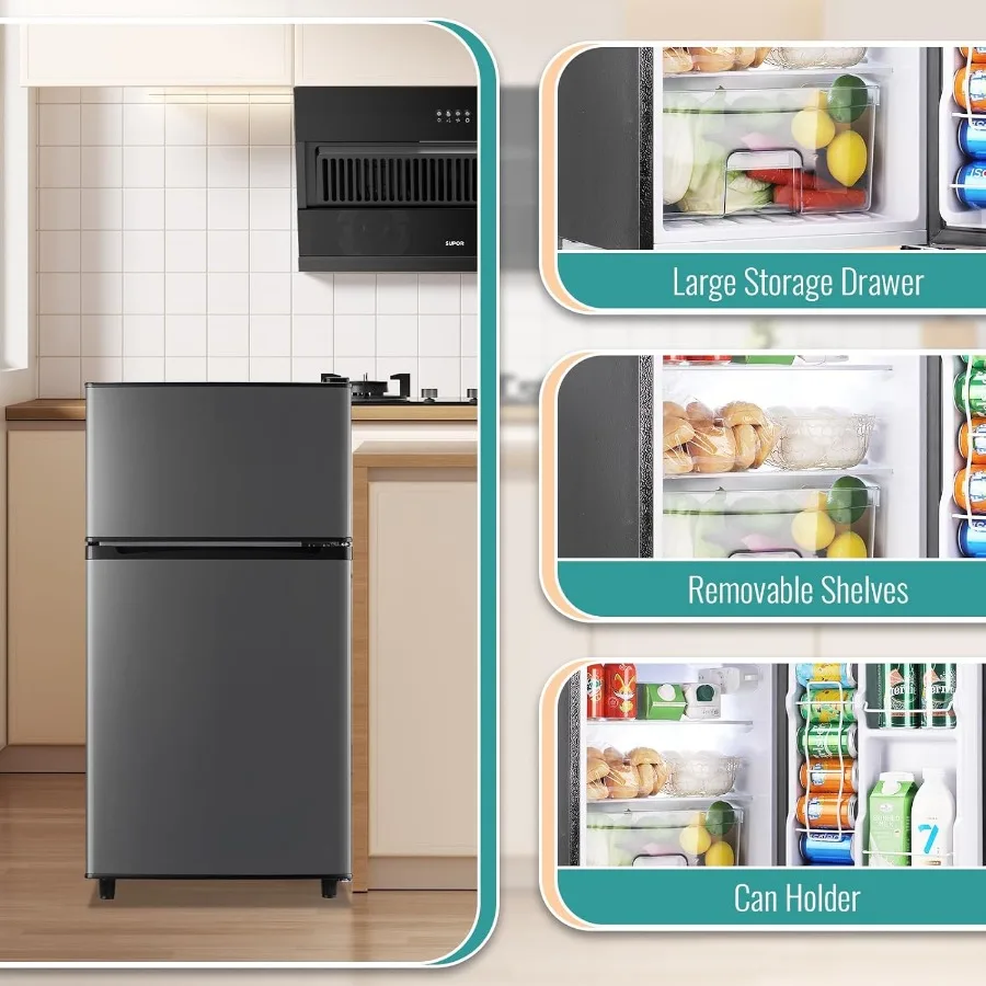 사무실, 기숙사, 아파트용 소형 냉장고 겸 냉동고, 에너지 효율적인 7단계 조절 기능 탑재