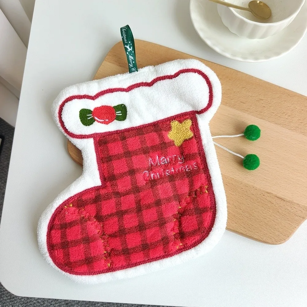 Water Absorption Christmas Hand Towel Quick-drying Hanging Christmas Tree Handkerchiefs Hanging Wipes