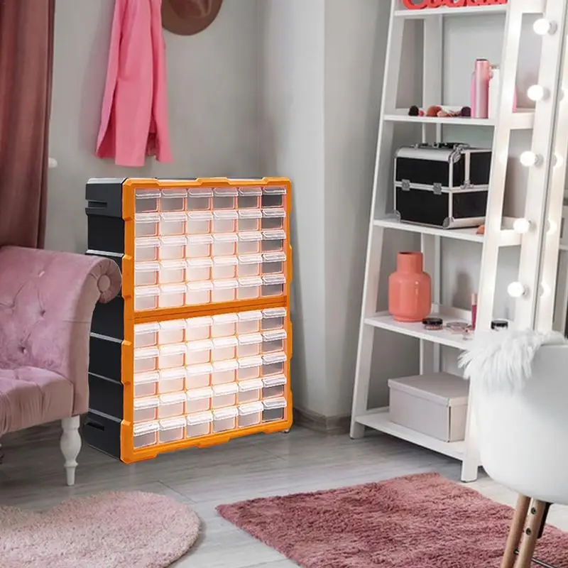 Parts Storage Organizer 60 Grids Teacher Toolbox Easily Stackable Hardware And Craft Cabinet For Nuts And Bolts Screws Jewelry