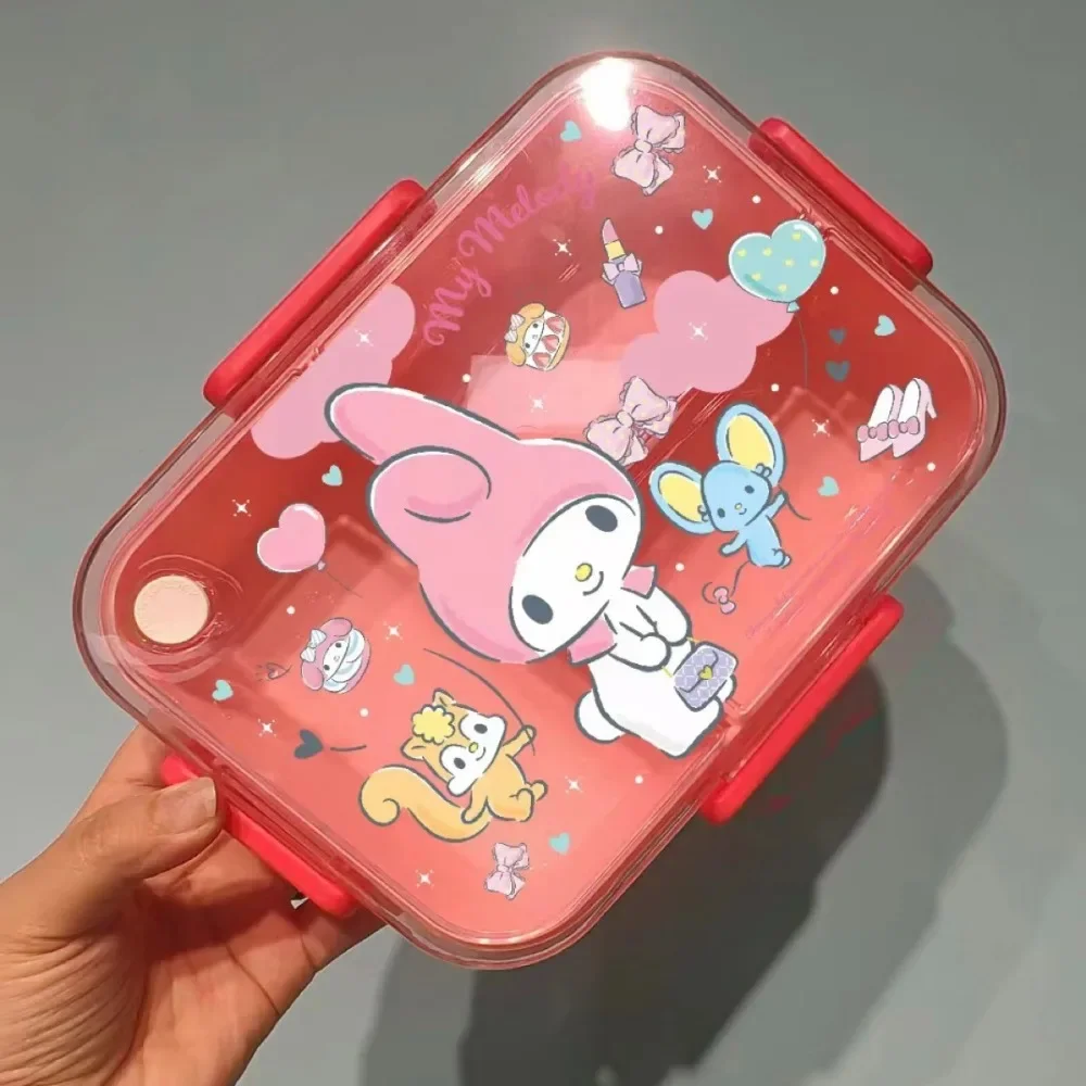 

Hello Kitty Cinnamoroll аниме Kawaii Sanrio пластиковый Ланч-бокс Kuromi мультяшный милый бэнто-бокс стандартная посуда подарки для детей