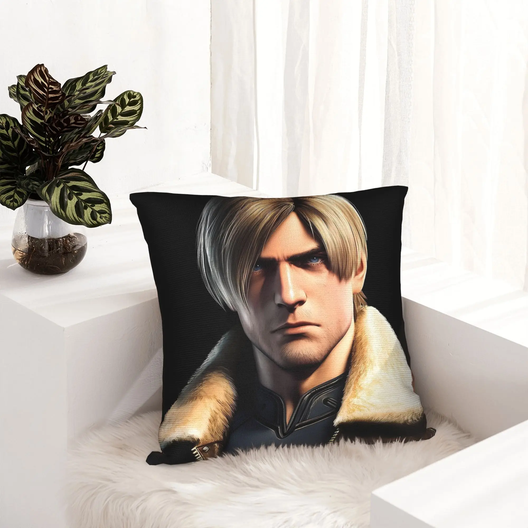 Leon Kennedy Pillowcase Printed Polyester Cushion Cover Decorations  Throw Pillow Case Cover Home Zippered 45X45cm