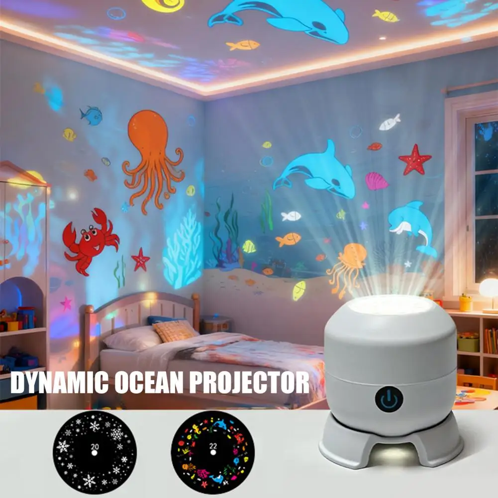 Rotating Projection Lamp Underwater Ocean Projector Light with Dynamic Rotation And Adjustable Brightness Multi-Angle Base Mood