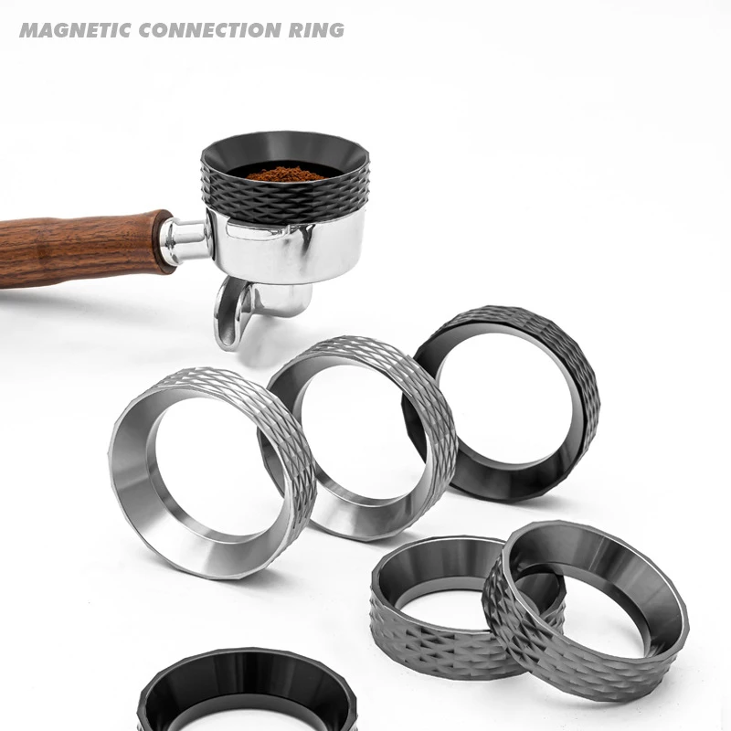 51mm/53mm/58mm Espresso Coffee Powder Ring Handle Magnetic Anti-flying Powder Ring Cloth Powder Ring Coffee Tool