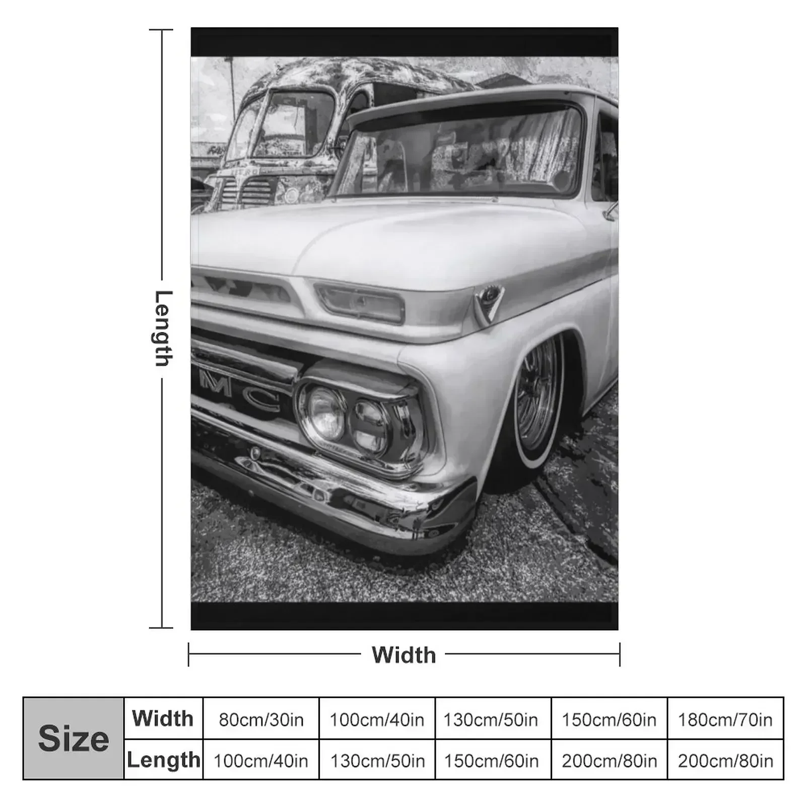 Lowered 1962 GMC Pickup BW Throw Blanket Nap Beach Weighted Bed covers Blankets