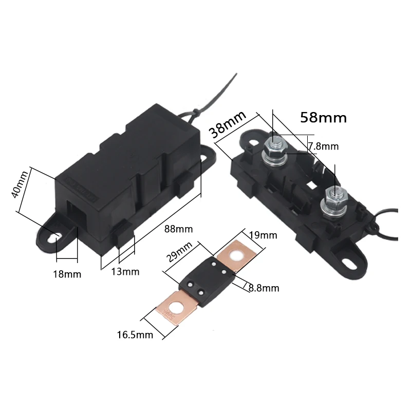 【1Set】ANM-H3 30A-500A 30A 60A 80A 100A 125A 32V MEGA Auto Fuse Holder/ANM Bolt-on blade fuse holder Flat Type Fuse175A