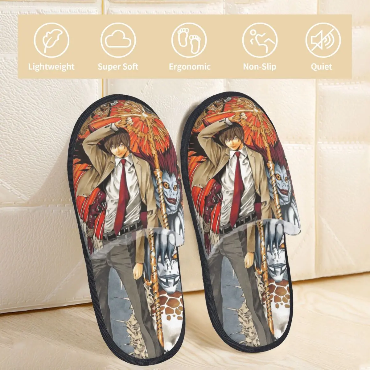 Kira The Judgement Winter House Slippers Indoor Anime Death Note Japan Manga Cozy Household Fur Slides Slippers Non-slip