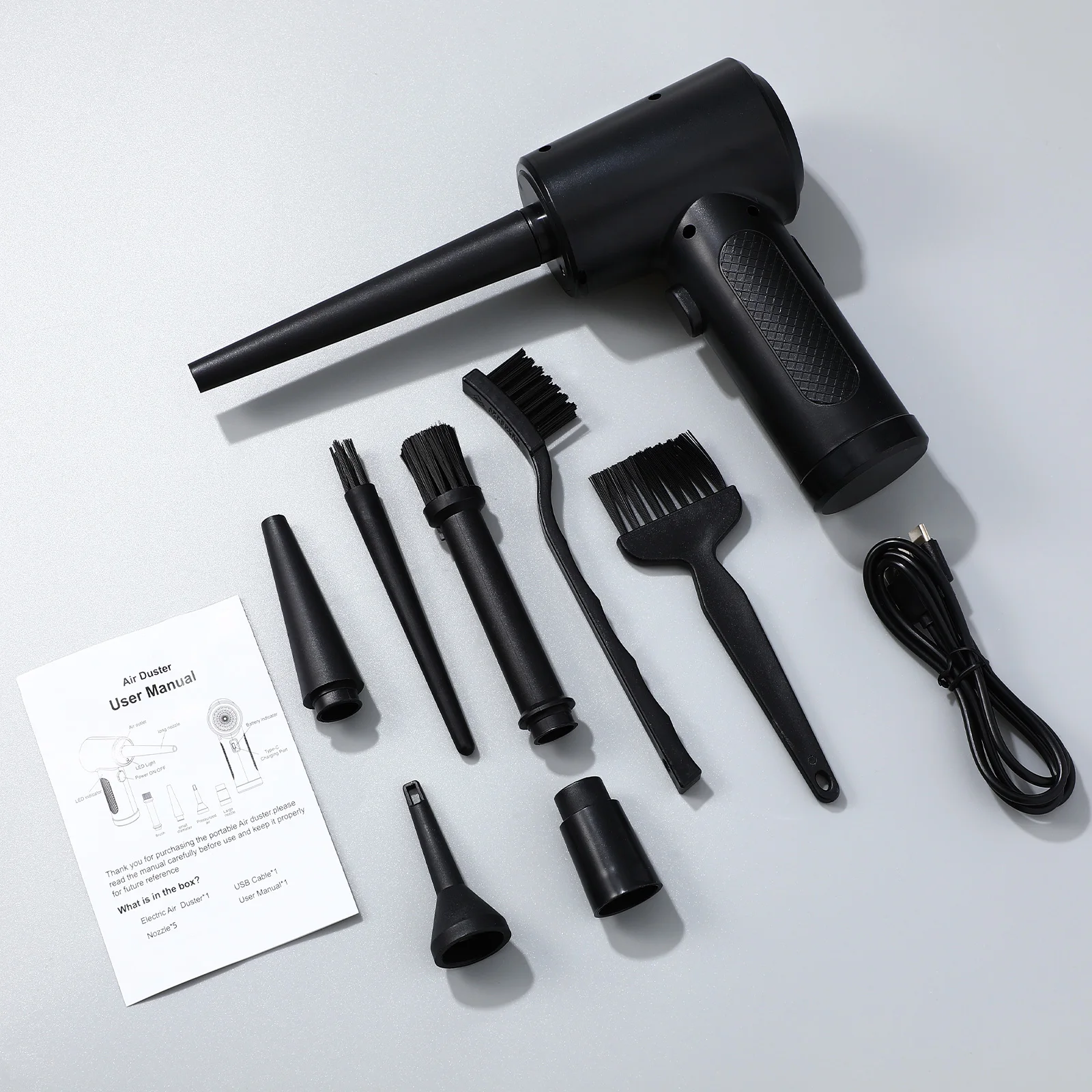 

Electric Air Duster Portable Cordless Compressed Air Blower for Keyboard Laptop Electronics Cleaning Strong Airflow